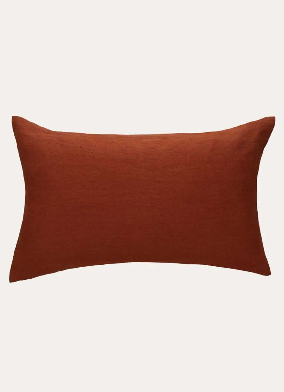 HOUSSE DE COUSSIN RECTANGULAIRE EN LIN LAVÉ BRUN