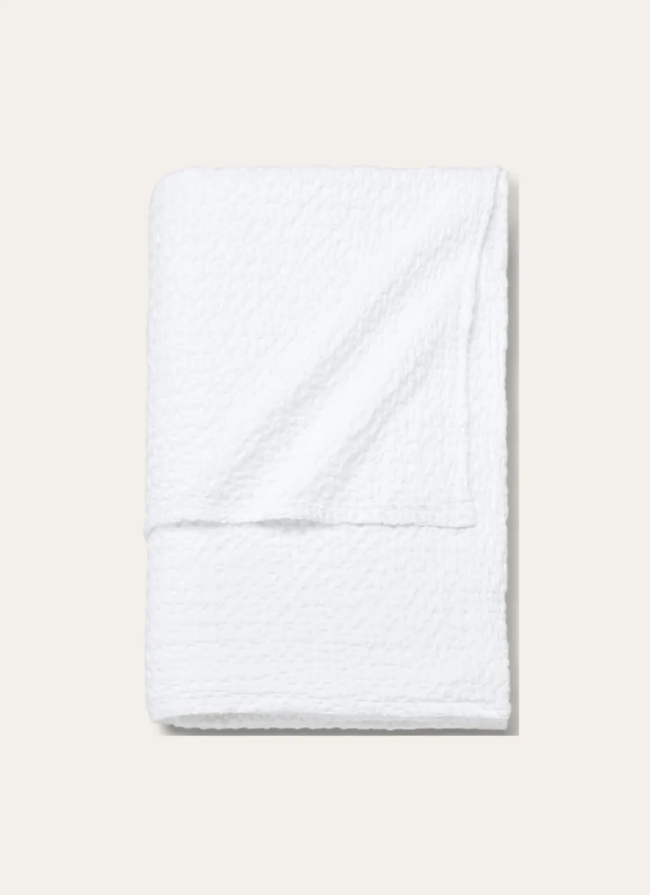 JETÉ DE LIT EN COTON LAVÉ NID D'ABEILLE BLANC