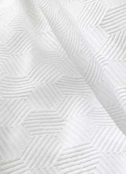 JETÉ DE LIT JACQUARD EN COTON MOTIFS GÉOMÉTRIQUE BLANC