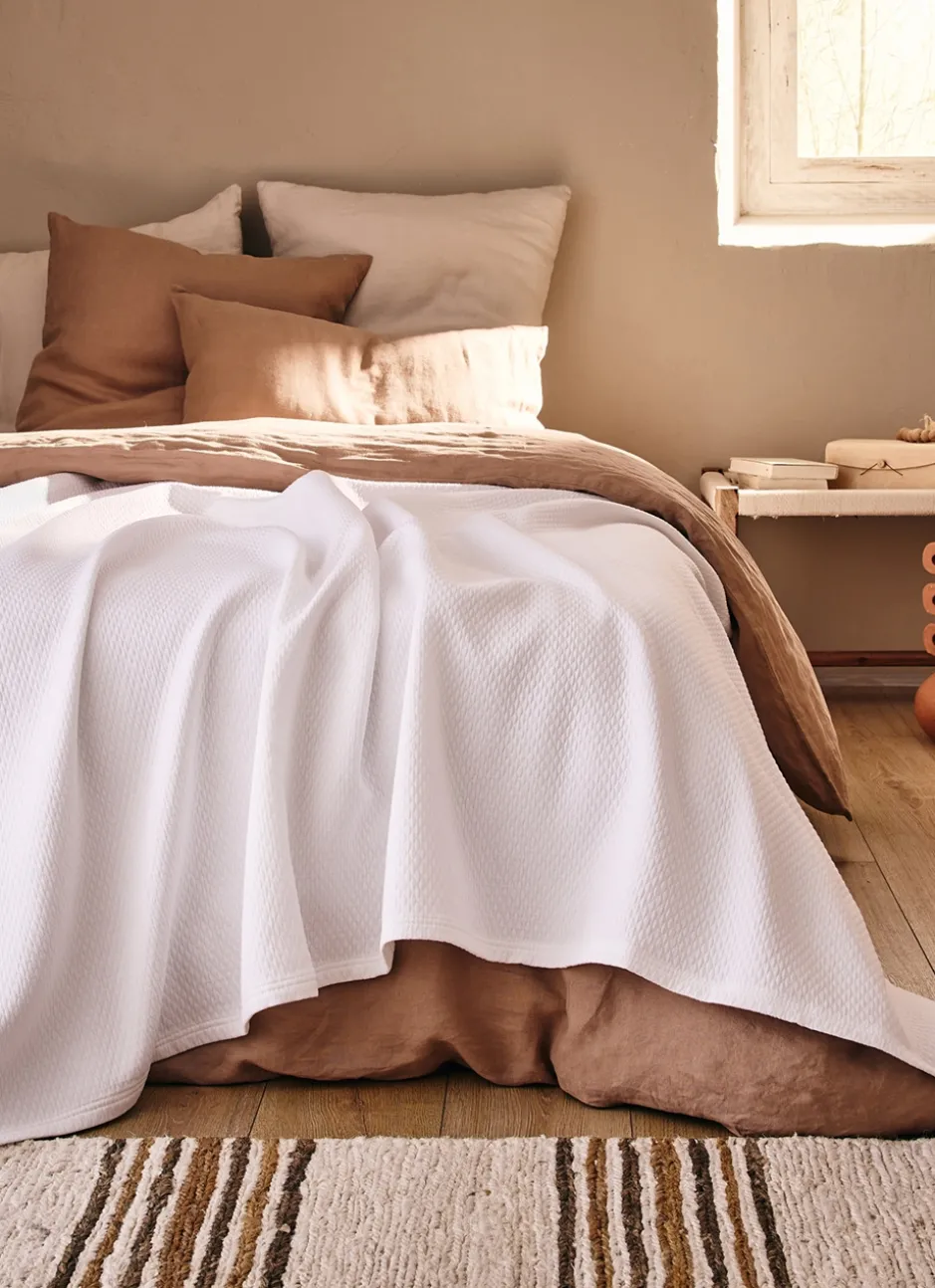 JETÉ DE LIT JACQUARD EN COTON LUMEL BLANC