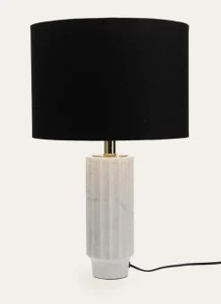 LAMPE À POSER EN MARBRE ET LIN MARBRE/NOIR