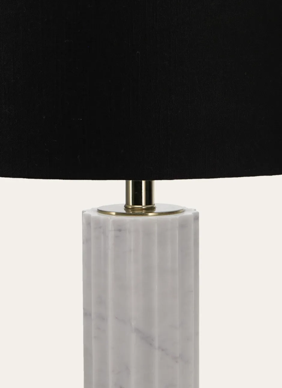 LAMPE À POSER EN MARBRE ET LIN MARBRE/NOIR