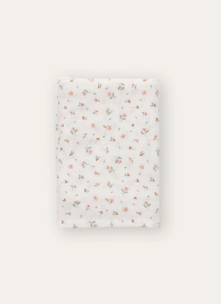 LANGE PETITES FLEURS EN GAZE DE COTON ÉCRU