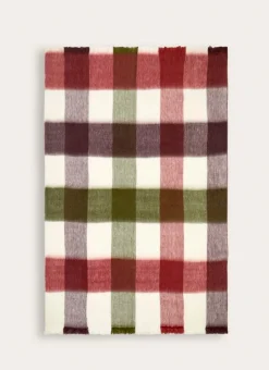 LARGE PLAID À GRANDS CARREAUX EFFET MOHAIR VERT KAKI
