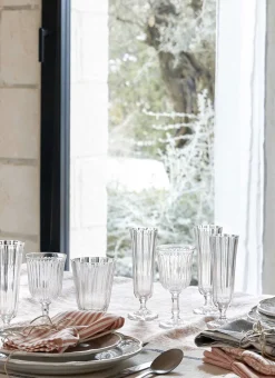 LOT DE 6 GRANDS VERRES À EAU SUR PIED TRANSPARENT