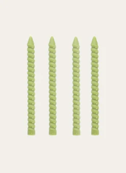 LOT DE 4 MINI BOUGIES TORSADÉES VERT