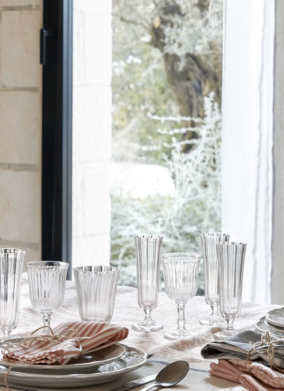 LOT DE 6 PETITS VERRES À VIN SUR PIED TRANSPARENT