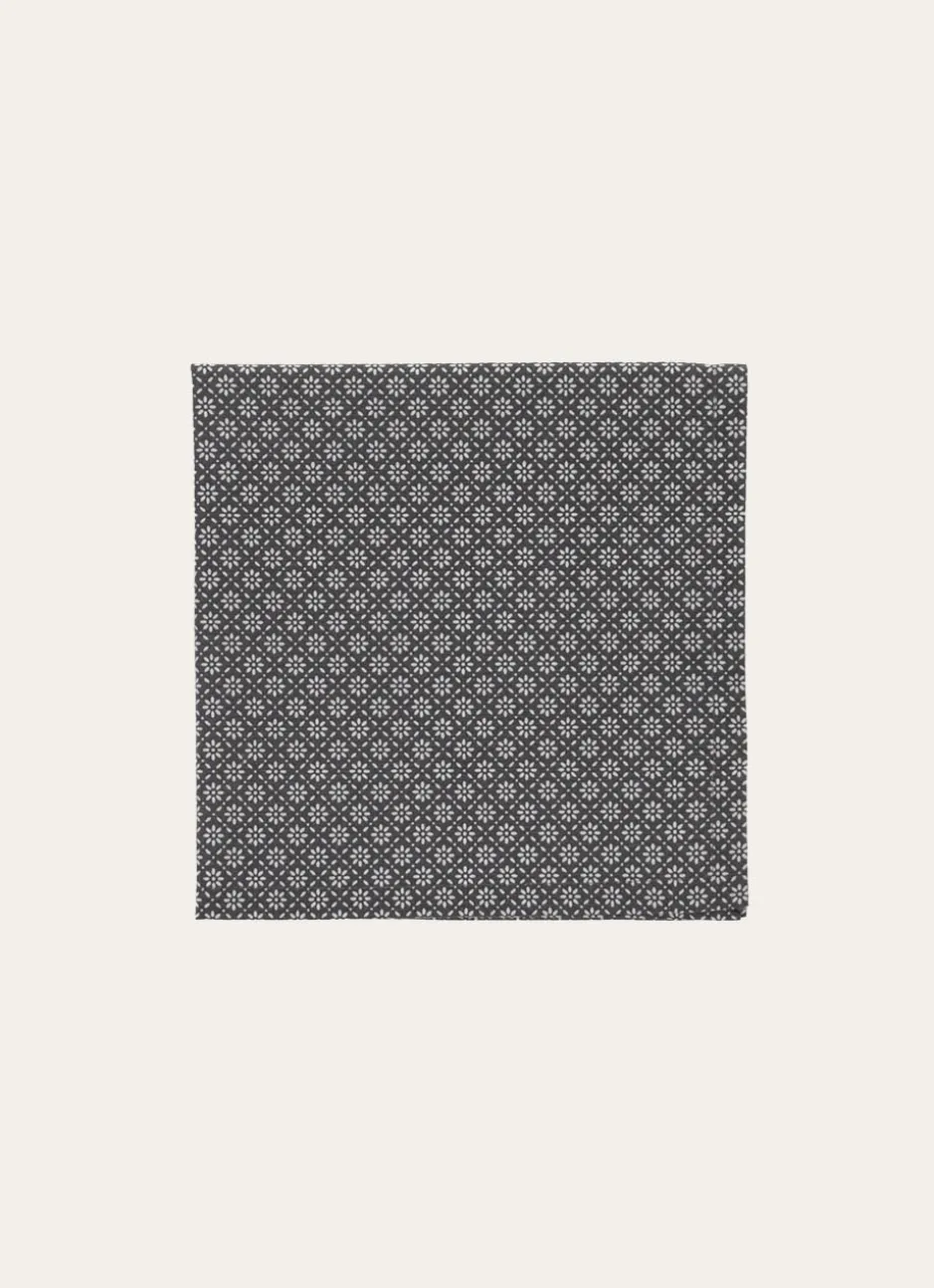 LOT DE 2 SERVIETTES DE TABLE EN COTON ENDUIT GRIS/BLANC