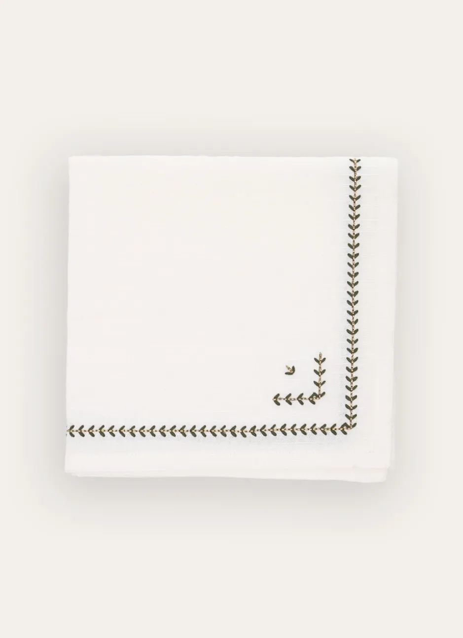 LOT DE 2 SERVIETTES DE TABLE EN COTON FLAMMÉ BLANC