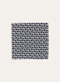 LOT DE 2 SERVIETTES DE TABLE EN COTON IMPRIMÉ BLANC/MARINE