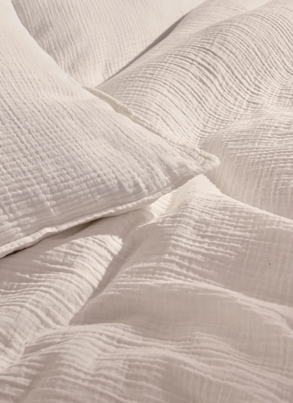 LOT DE 2 TAIES D'OREILLER DOUBLE GAZE DE COTON LAIT