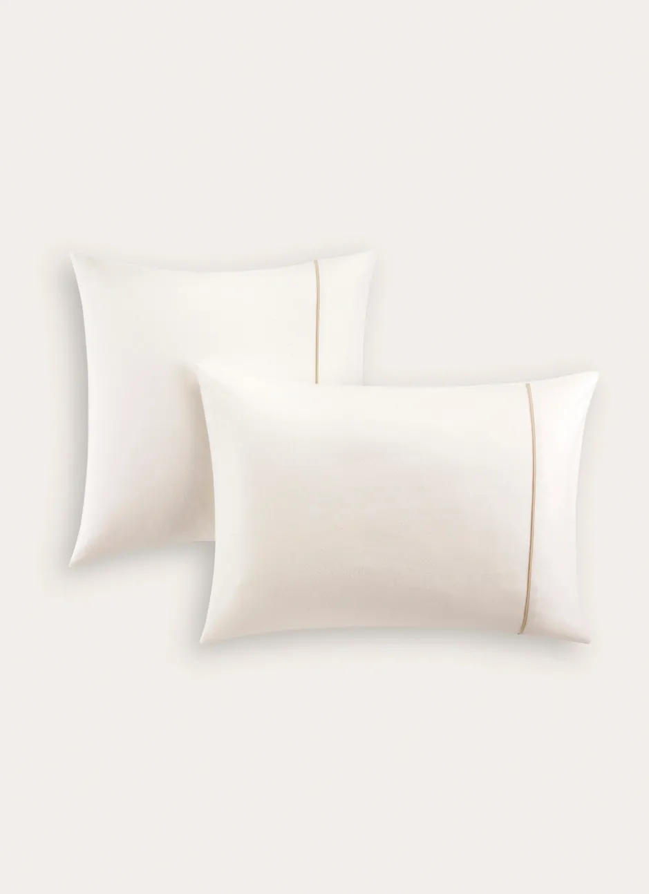LOT DE 2 TAIES D'OREILLER EN FLANELLE UNIE RAGOON IVOIRE