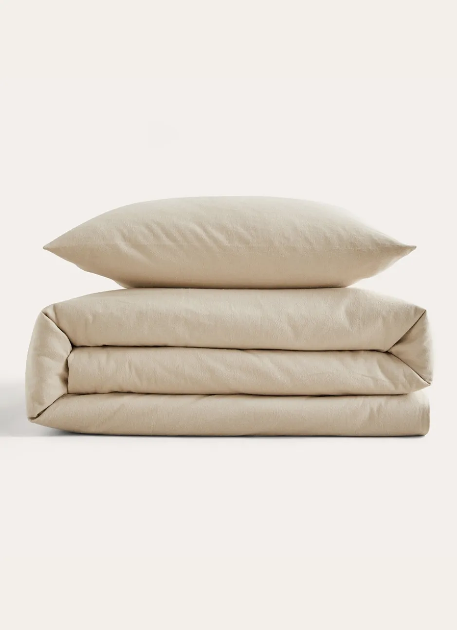 LOT DE 2 TAIES D'OREILLER EN FLANELLE COCON TAUPE