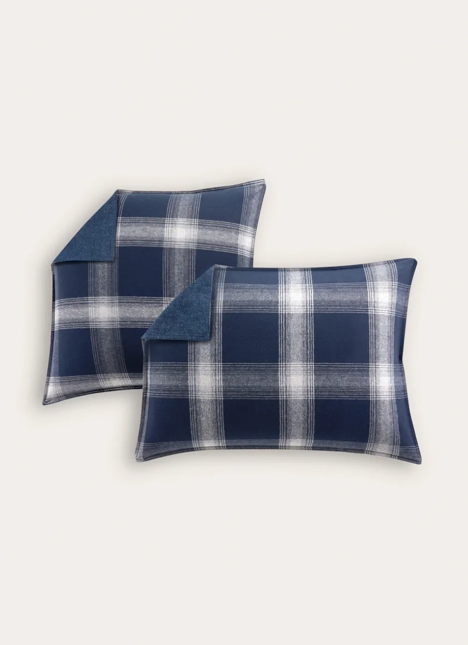 LOT DE 2 TAIES D'OREILLER EN FLANELLE RHEA BLEU MARINE