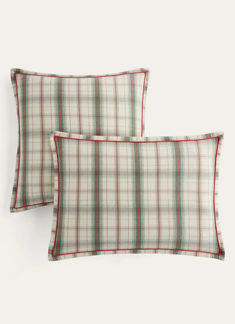 LOT DE 2 TAIES D'OREILLER EN FLANELLE CARIBOU VERT ROMARIN
