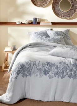 LOT DE 2 TAIES EN DOUBLE GAZE DE COTON GUAM BLEU