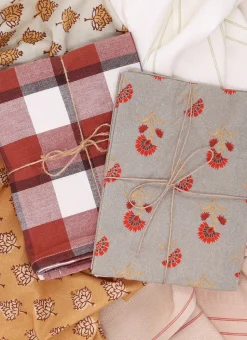 LOT DE 2 TORCHONS EN COTON IMPRIMÉS MOTIF FLEURS MULTICOLORE