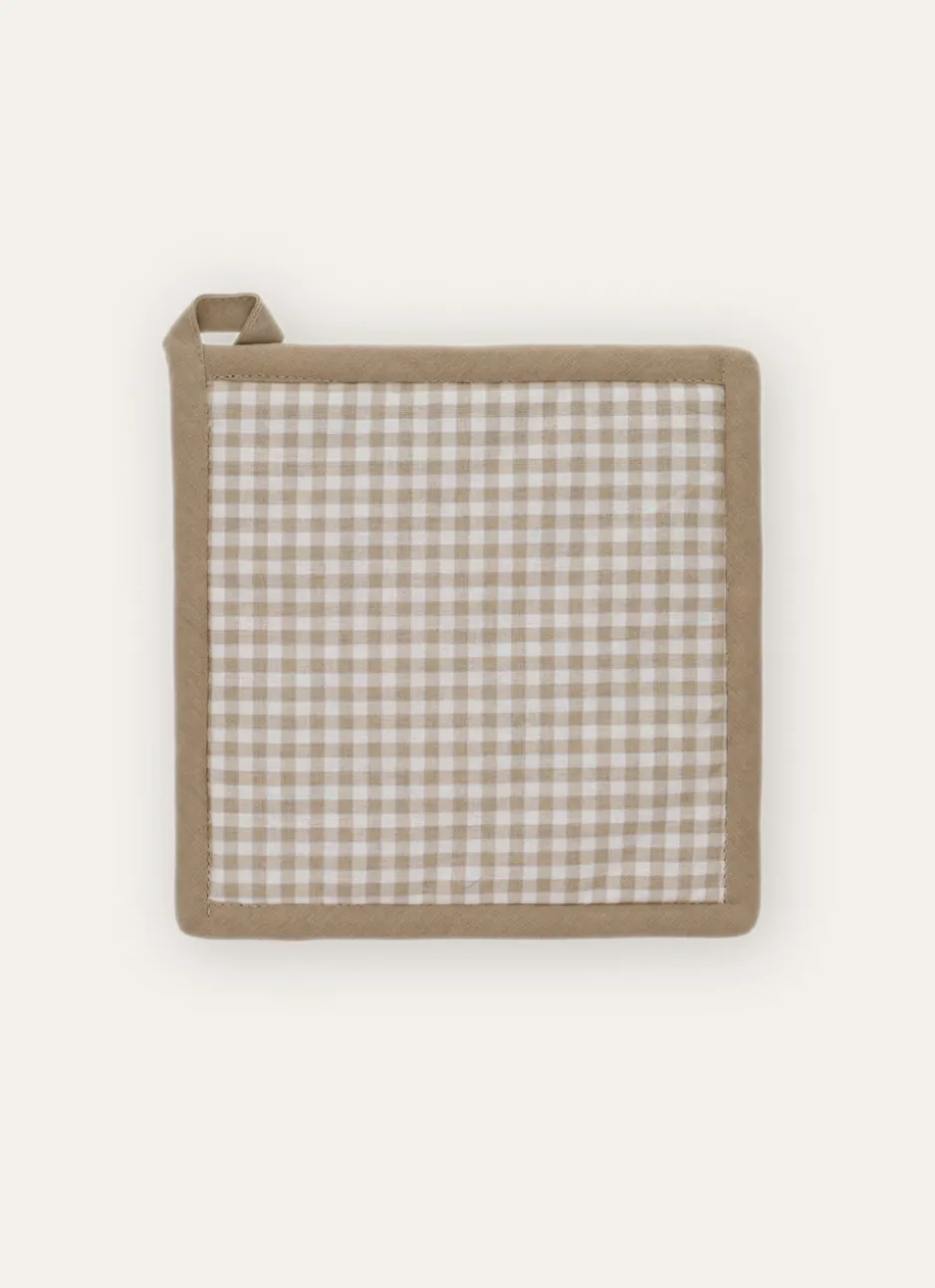 MANIQUE EN COTON VICHY BEIGE