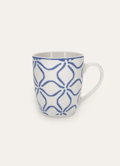 MUG EN PORCELAINE MOTIF ARABESQUE BLEU