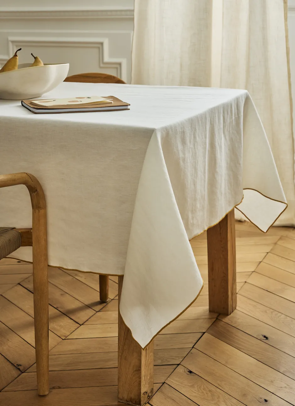 NAPPE COTON LIN FINITION BOURDON LAIT JAUNE