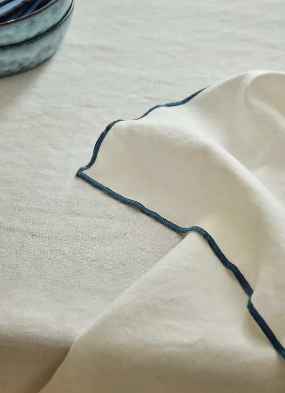 NAPPE COTON LIN FINITION BOURDON LAIT BLEU