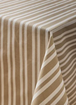 NAPPE EN COTON ENDUITE IMPRIMÉ RAYÉ BEIGE