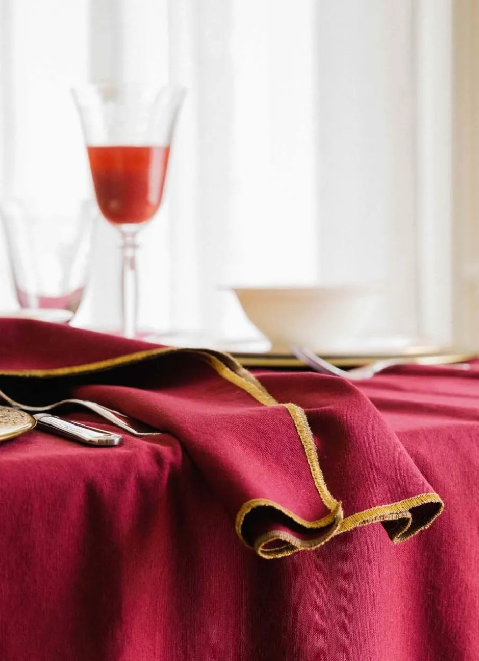 NAPPE EN COTON POINT BOURDON DORÉ BORDEAUX