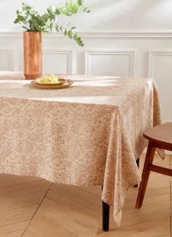 NAPPE EN LIN ET COTON À IMPRIMÉ FLORAL NATUREL
