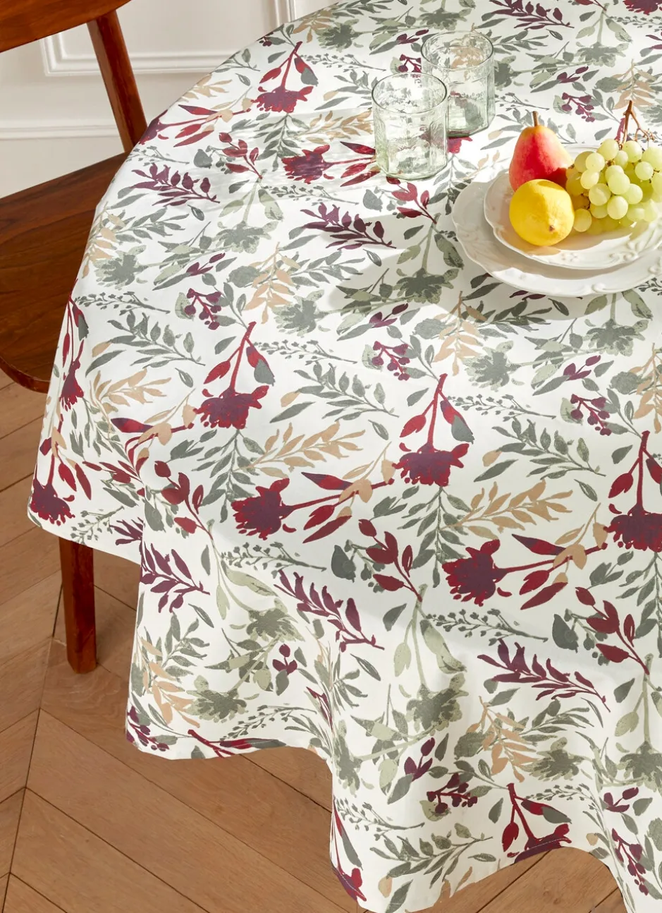 NAPPE ENDUITE EN COTON IMPRIMÉ FLEURS MULTICOLORE