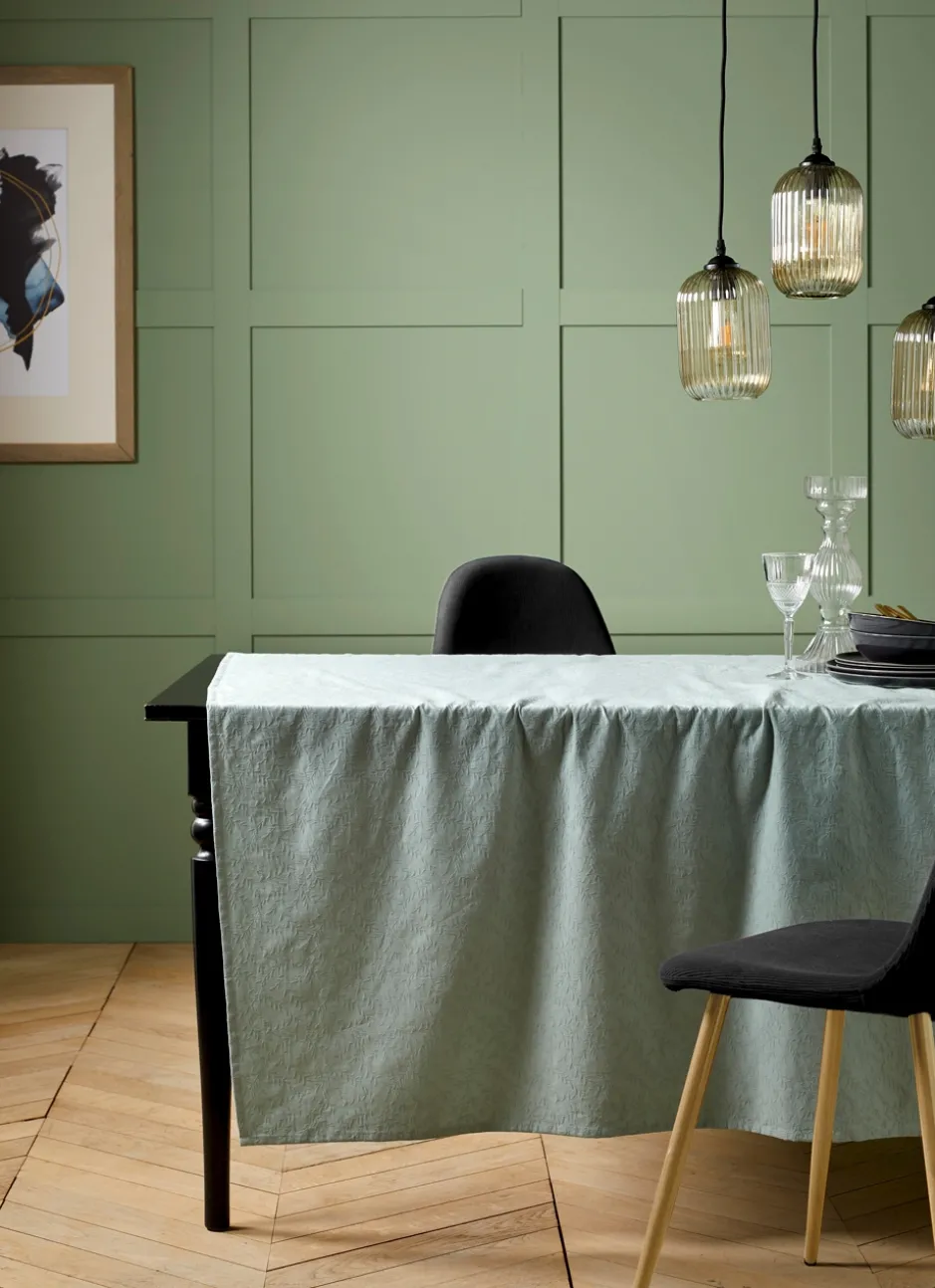 NAPPE JACQUARD FLORAL REJA VERT D'EAU