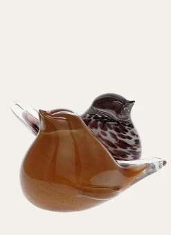 OISEAU EN VERRE TRANSPARENT COLORÉ TRANSPARENT/JAUNE
