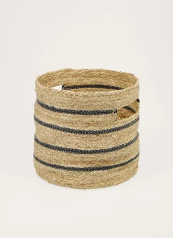 PANIER EN FIBRES DE MAIS NATUREL/NOIR