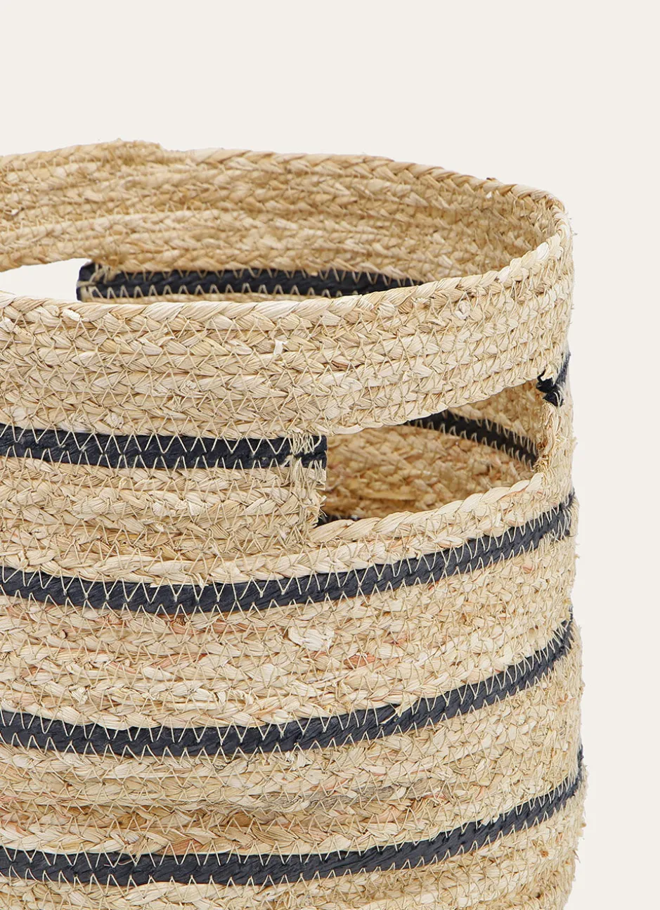 PANIER EN FIBRES DE MAIS NATUREL/NOIR