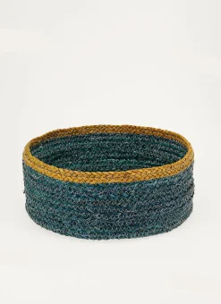 PANIER EN FIBRES DE MAÏS AVEC LISERET CONTRASTÉ BLEU