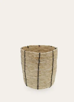 PANIER EN FIBRES DE MAÏS AVEC LIGNES ECRU/NOIR