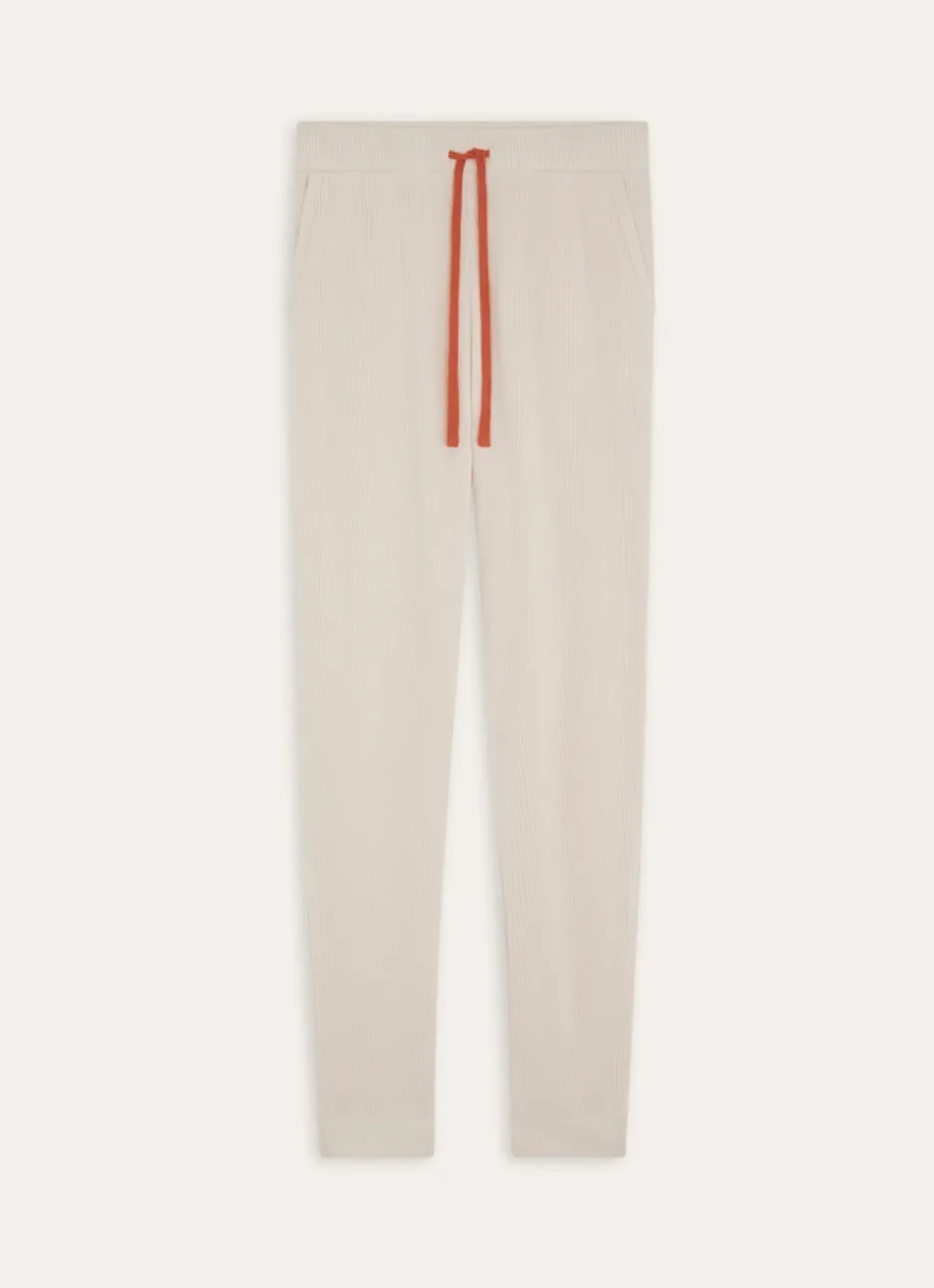 PANTALON D'INTÉRIEUR EN MAILLE NID D'ABEILLE ECRU