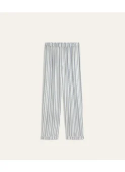PANTALON DROIT ÉCRU RAYURE MARINE