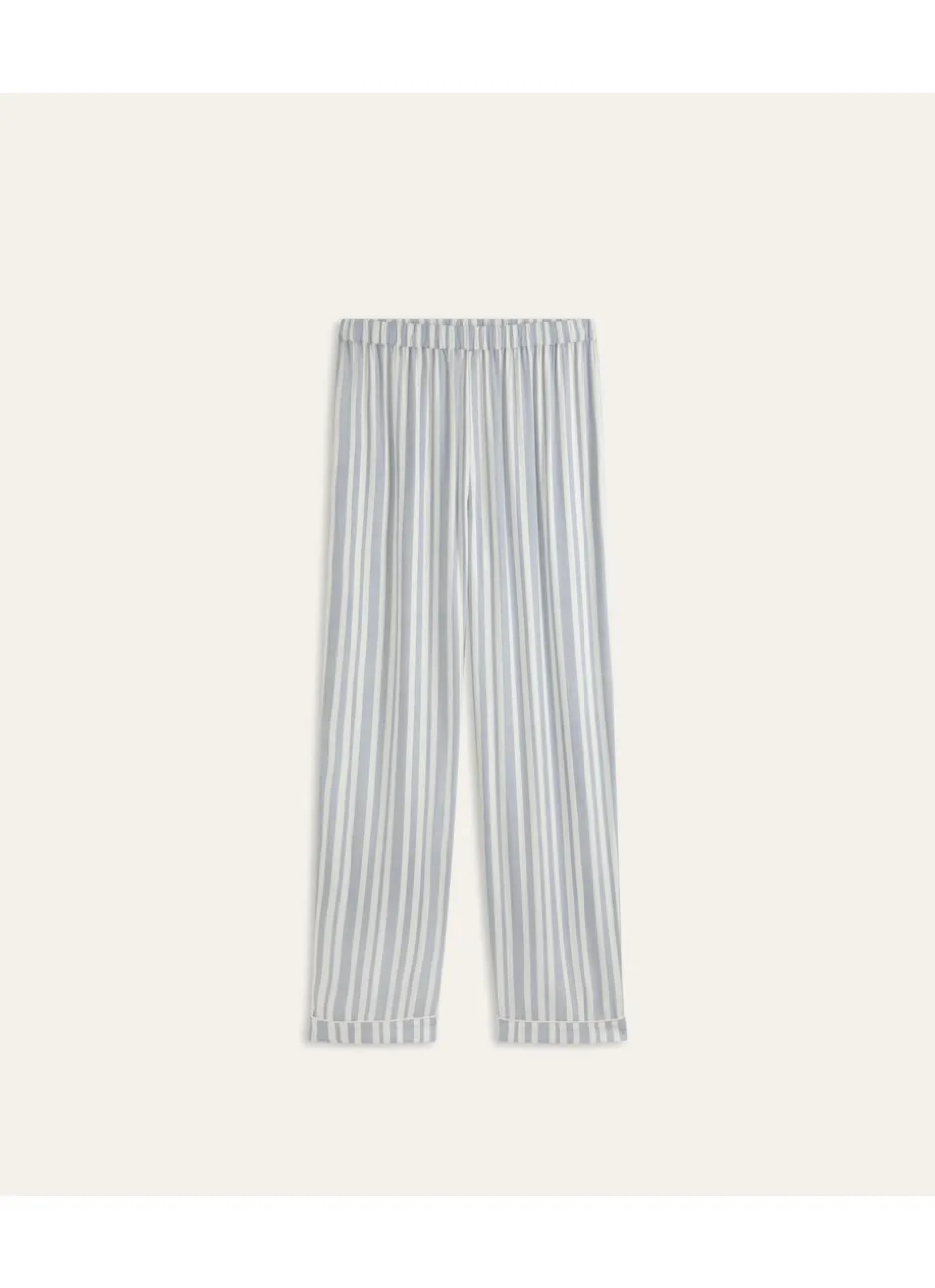 PANTALON DROIT ÉCRU RAYURE MARINE