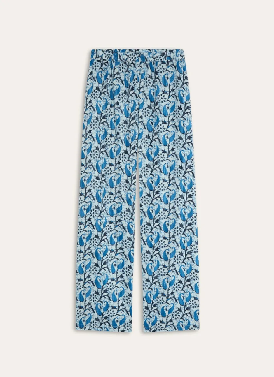 PANTALON DROIT IMPRIMÉ BLEU