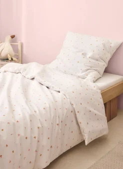 PARURE DE LIT ENFANT EN COTON MOTIF PETITS CŒURS MULTICOLORE