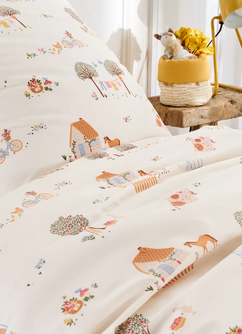 PARURE DE LIT ENFANT EN PERCALE DE COTON EGLANTINE MULTICOLORE