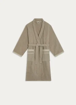 PEIGNOIR DE BAIN CHINÉ EN COTON BIO VOLTAIRE BEIGE