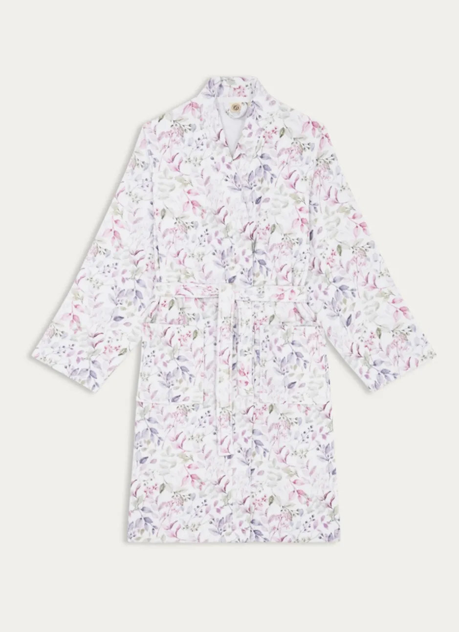 PEIGNOIR FORME KIMONO EN VELOURS IMPRIMÉ MULTICOLORE