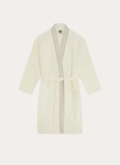 PEIGNOIR KIMONO À BANDE DÉCORATIVE IVOIRE