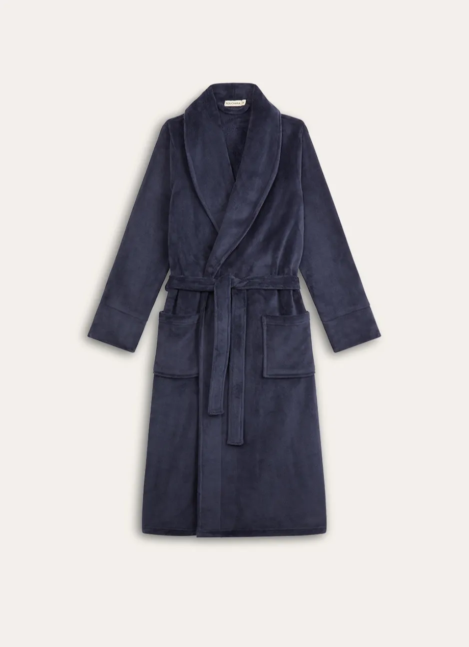 PEIGNOIR LONG UNI BLEU MARINE