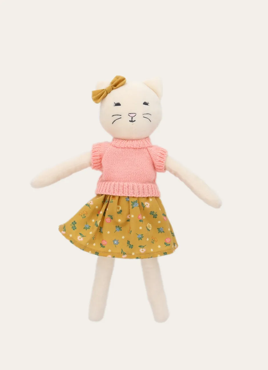 PELUCHE CHAT TRICOT ET JUPE À FLEURS MULTICOLORE