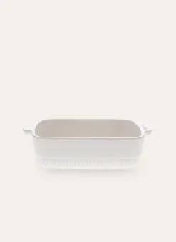 PETIT PLAT À FOUR EN GRÈS RECTANGLE AUTHENTIQUE BLANC