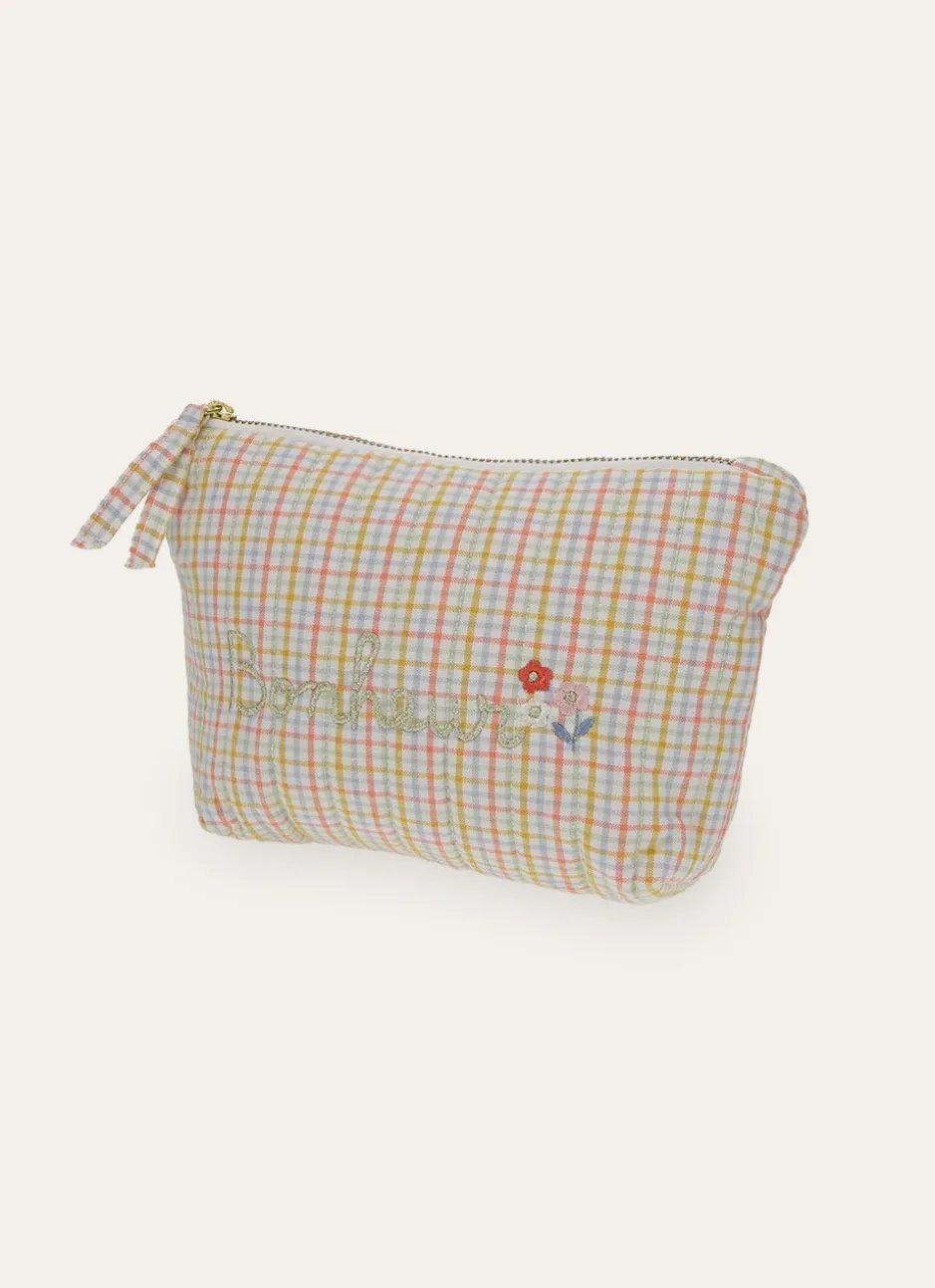 PETITE TROUSSE À CARREAUX AVEC BRODERIE MULTICOLORE