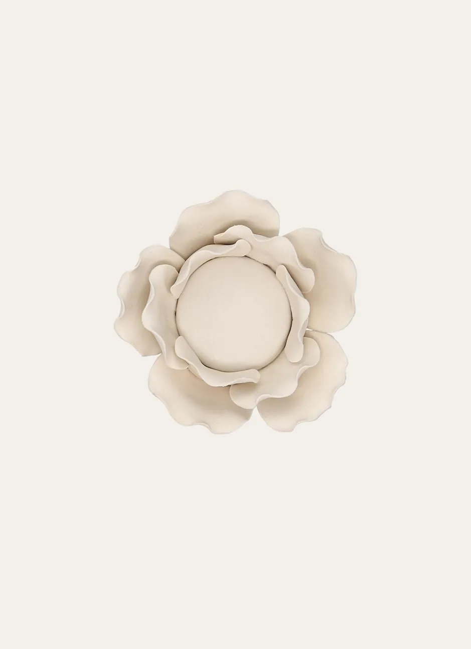 PHOTOPHORE FLEUR POUR BOUGIE BLANC MAT