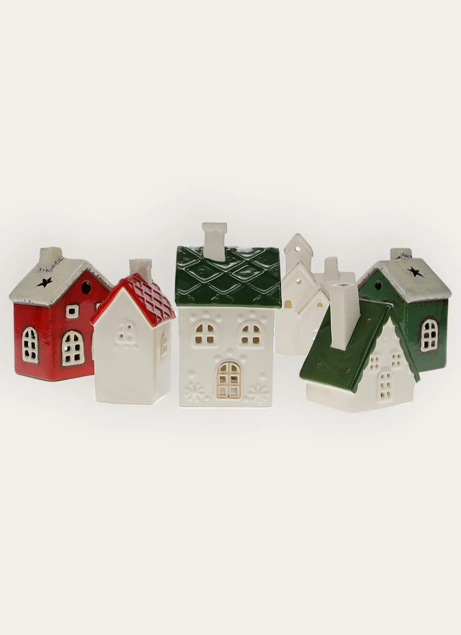 PHOTOPHORE MAISON PEINTE EN DOLOMITE VERT FONCÉ